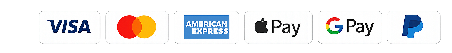 Secure checkout — Visa, Mastercard, Discover, American Express
