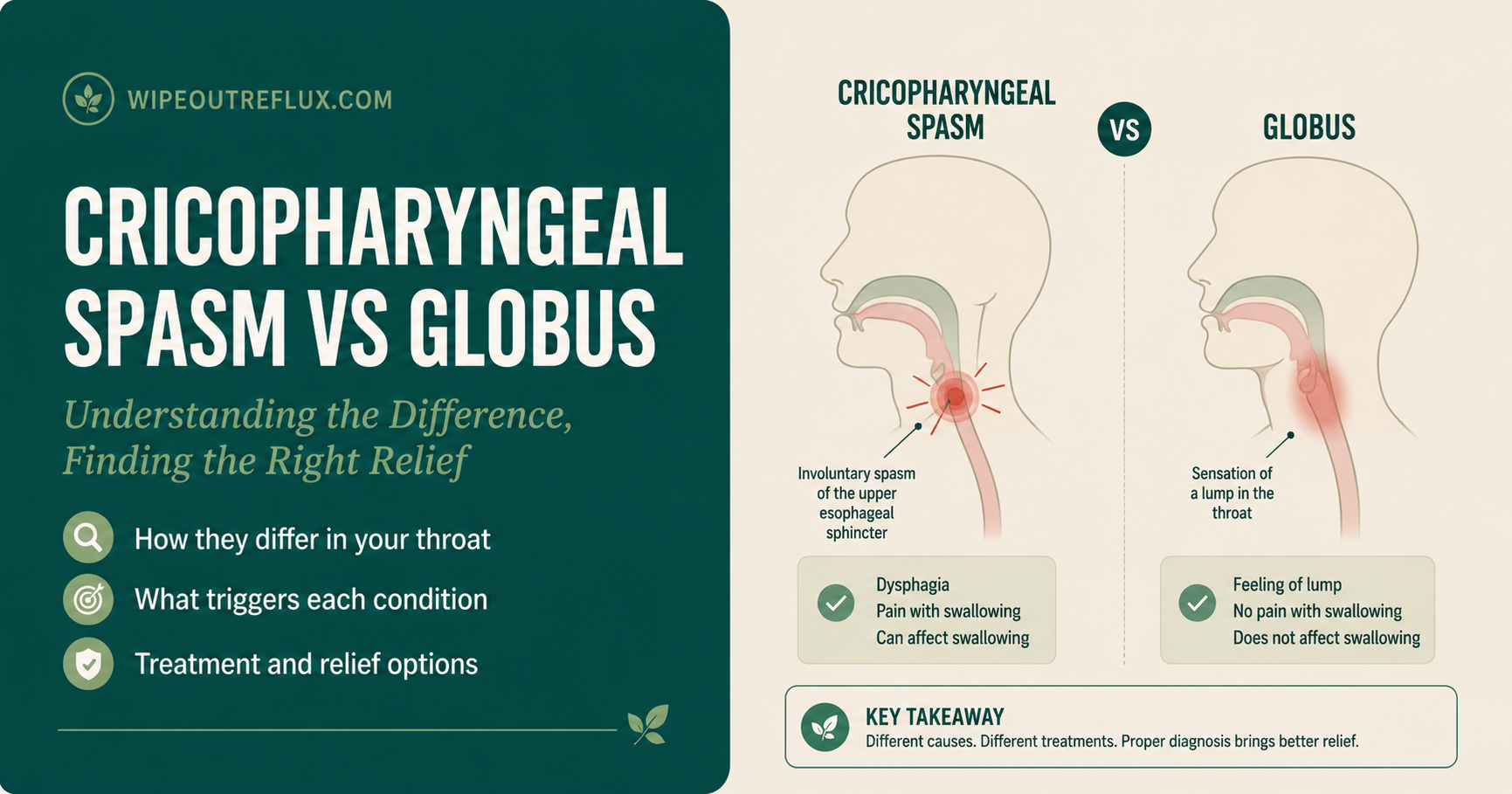 Cricopharyngeal spasm vs globus