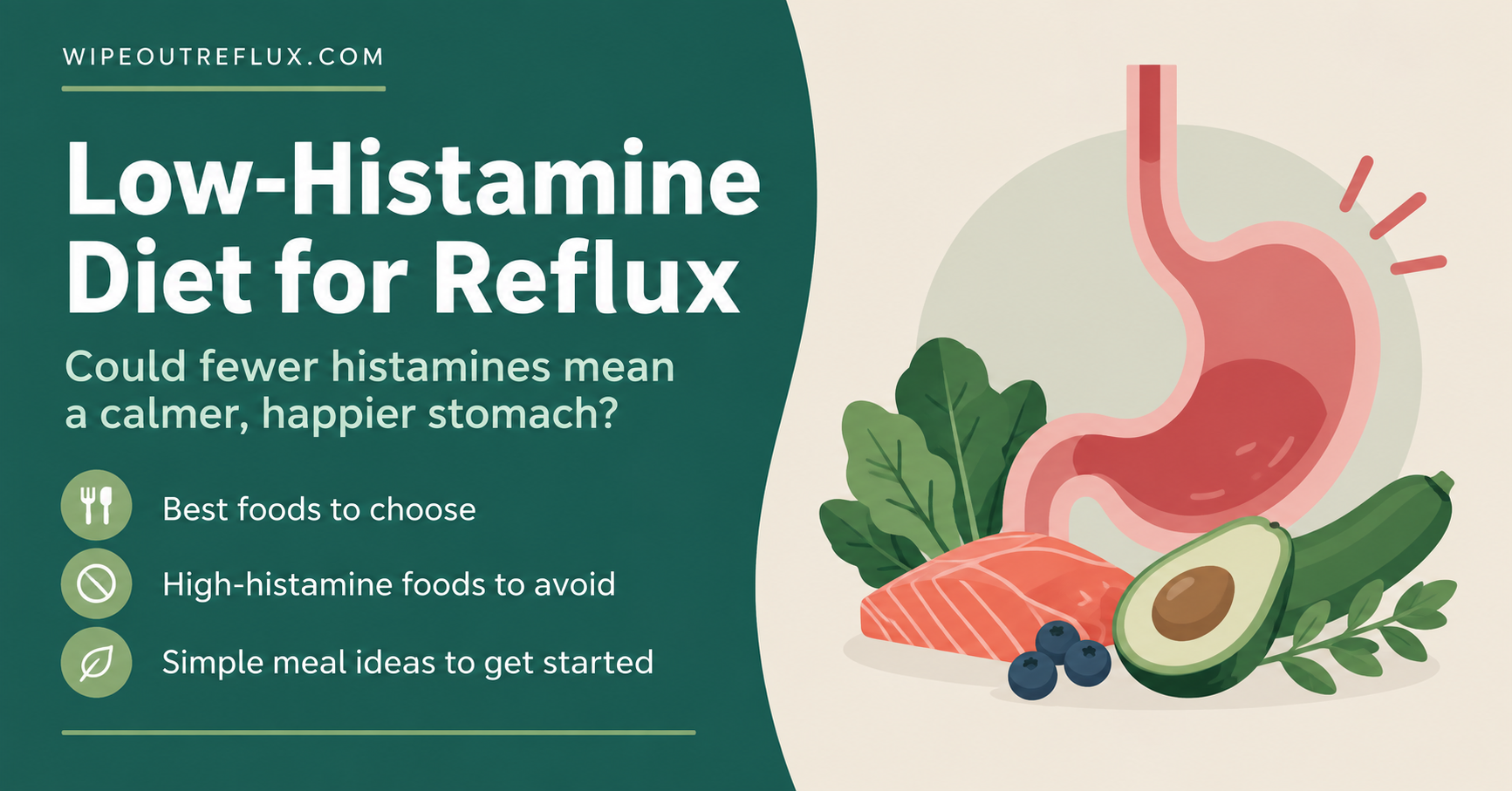 Low-histamine diet for reflux