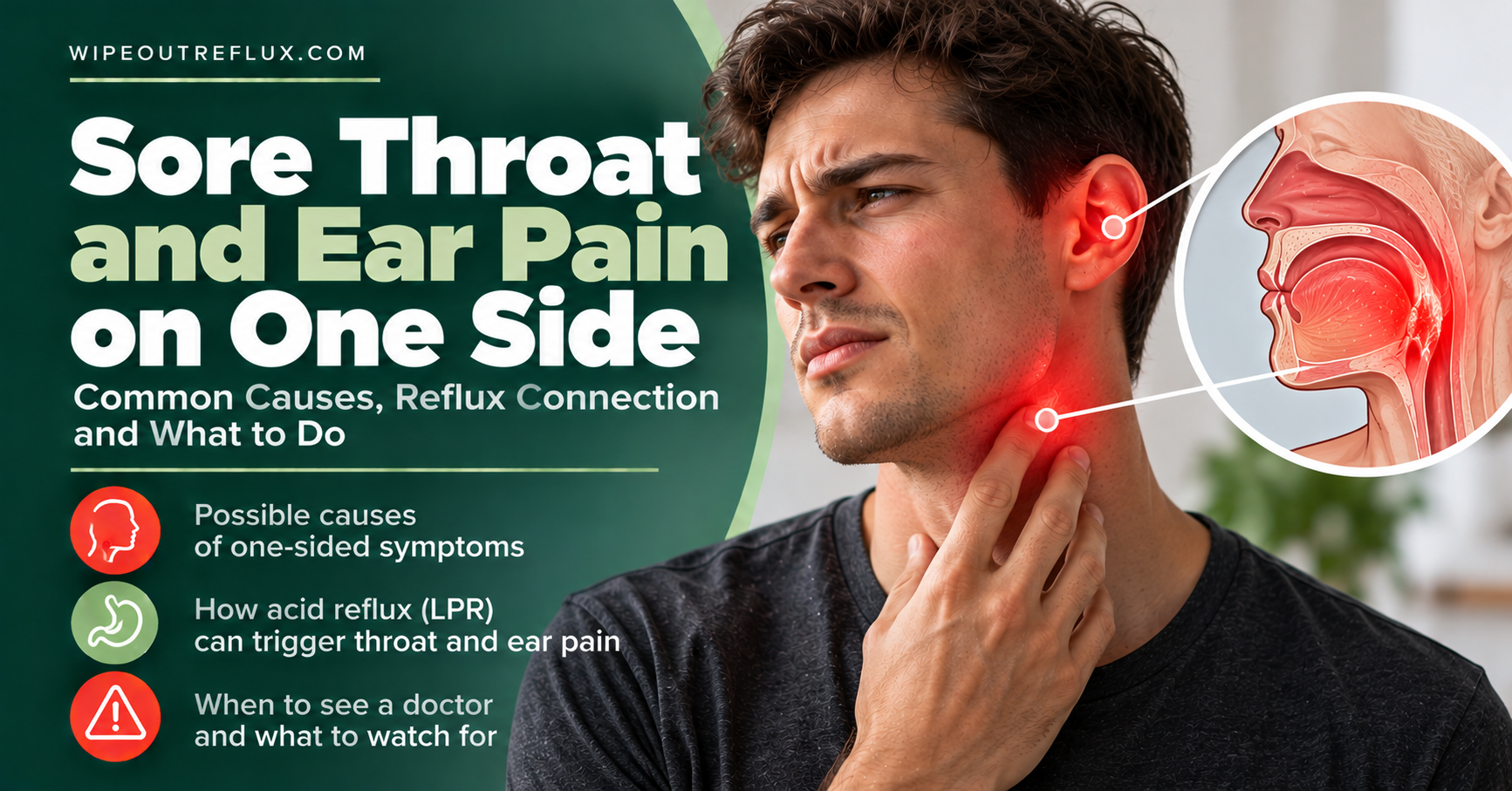 Sore throat and ear pain on one side